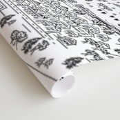 "Line Map" - Wall Mural in Black and White by Shiny Penny Studio - Close-up