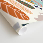 "Folk Animal and Floral" - Wall Mural in White by Angel Walker - Close-up