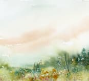 "MeadowLand" - Wall Mural in Olive Green by Lindsay Megahed - Full Size