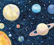 "Solar System" - Wall Mural in Starlight by Alexandra Dzh - Full Size