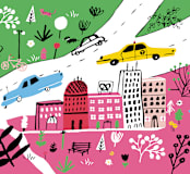 "City State of Mind" - Wall Mural in Pink by Jordan Sondler - Full Size