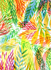 "Tropical" - Wall Mural in White by Alexandra Dzh - Full Size