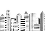 "Linear Cityscape" - Wall Mural in White by Daniela - Full Size