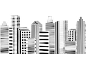 "Linear Cityscape" - Wall Mural in White by Daniela - Full Size