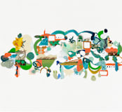 "Green Hills" - Wall Mural in Aqua by Erin McCluskey Wheeler - Full Size