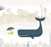"Small talk" - Wall Mural in White by Maja Cunningham - Full Size