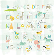 "alphabet fun" - Wall Mural in White by amanda lawrence - Full Size