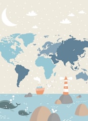 "Globe" - Wall Mural in White by amanda lawrence - Full Size