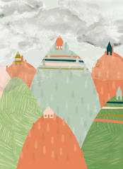 "Town on the hills" - Wall Mural in White by Megan Monismith - Full Size