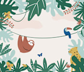 "Jungle Life" - Wall Mural in White by Laura Wentzel - Full Size