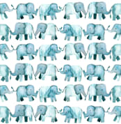 "Baby Elephants" - Wall Mural in White by Luz Alliati - Full Size