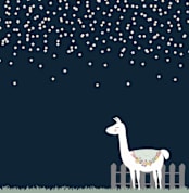 "Llama at Night" - Wall Mural in White by Juliana Zimmermann - Full Size