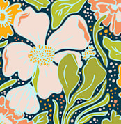 "Boldly Blooming" - Wall Mural in White by Ilze Lucero - Full Size