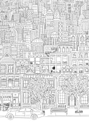 "In The City" - Wall Mural in White by Shiny Penny Studio - Full Size