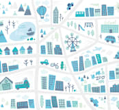 "Kid City Map" - Wall Mural in White by Jessie Steury - Full Size