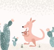 "Kangaroo garden" - Wall Mural in White by Maja Cunningham - Full Size