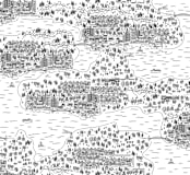 "Line Map" - Wall Mural in Black and White by Shiny Penny Studio - Full Size