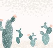 "Cactus Garden" - Wall Mural in White by Maja Cunningham - Full Size