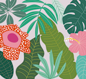 "rainforest leaves" - Wall Mural in White by Cass Loh - Full Size