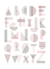 "Geometric Alphabet" - Wall Mural in White by Amy Payne - Full Size
