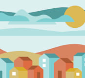 "Little Village" - Wall Mural in White by Kat Jackson - Full Size