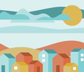 "Little Village" - Wall Mural in White by Kat Jackson - Full Size