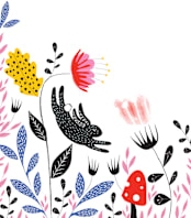 "Garden Mischief" - Wall Mural in White by Hannah Williams - Full Size