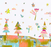 "Forest Magic" - Wall Mural in White by Colleen Overman - Full Size