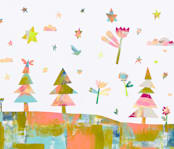 "Forest Magic" - Wall Mural in White by Colleen Overman - Full Size