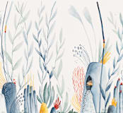 "Hidden Worlds" - Wall Mural in White by Kayla King - Full Size