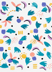 "Geometric plants" - Wall Mural in White by FERNANDA MARTINEZ - Full Size