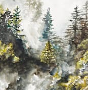 "Forest Mist" - Wall Mural in White by Anne Kostecki - Full Size