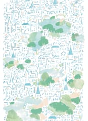 "Storybook City" - Wall Mural in Village by Krissy Bengtson - Full Size
