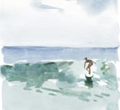 "Hang Five" - Wall Mural in Pacific Green by Mary Cecelia - Full Size