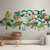 "Green Hills" - Wall Mural in Aqua by Erin McCluskey Wheeler - In a Room