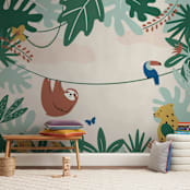 "Jungle Life" - Wall Mural in White by Laura Wentzel - In a Room