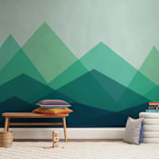 "Tranquil Mountains" - Wall Mural in White by Kelsey McPherson - In a Room