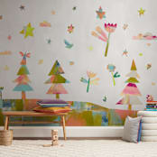 "Forest Magic" - Wall Mural in White by Colleen Overman - In a Room
