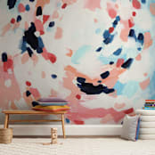 "Grapefruity" - Wall Mural in Coral by Katie Craig - In a Room