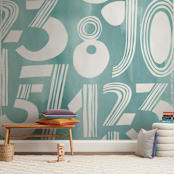 "Linear Counts" - Wall Mural in White by Daniela - In a Room