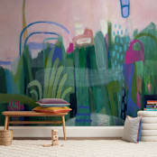 "Feel So Fine" - Wall Mural in White by Sarina Diakos - In a Room