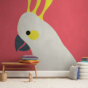"Hello Cocky! " - Wall Mural in Cherry Red by Catherine Culvenor - In a Room
