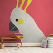 "Hello Cocky! " - Wall Mural in Cherry Red by Catherine Culvenor - In a Room