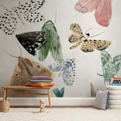 "Moths" - Wall Mural in White by Emilie Simpson - In a Room