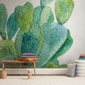 "Cacti" - Wall Mural in White by Alexandra Dzh - In a Room