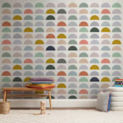 "Spectrum Tiles" - Wall Mural in Lavender by Katharine Watson - In a Room
