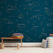 "Celestial" - Wall Mural in White by Erica Krystek - In a Room