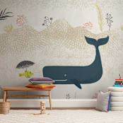 "Small talk" - Wall Mural in White by Maja Cunningham - In a Room