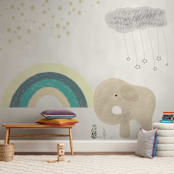 "Kiss a rainbow" - Wall Mural in White by Maja Cunningham - In a Room