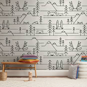 "Into the Woods" - Wall Mural in White by JeAnna Casper - In a Room